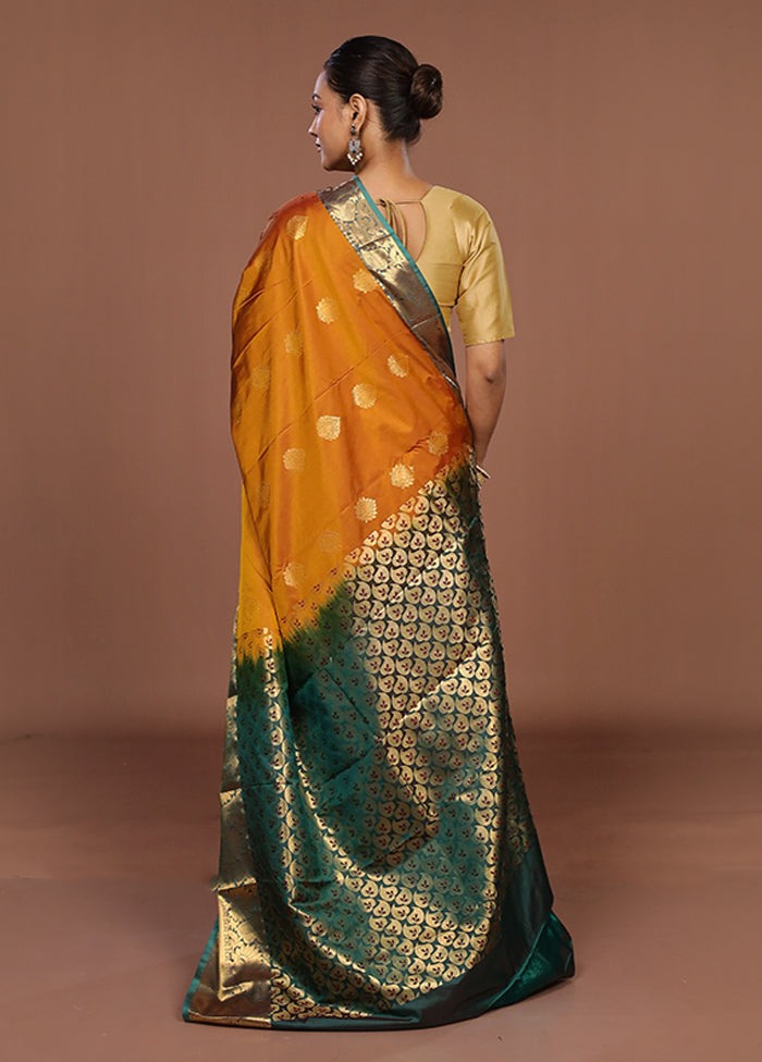 Yellow Kanjivaram Silk Saree With Blouse Piece