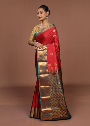 Red Kanjivaram Silk Saree With Blouse Piece