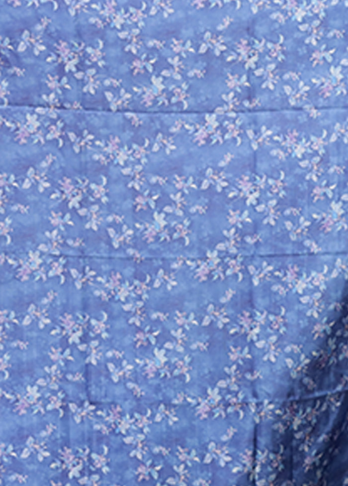Blue Tussar Silk Saree With Blouse Piece