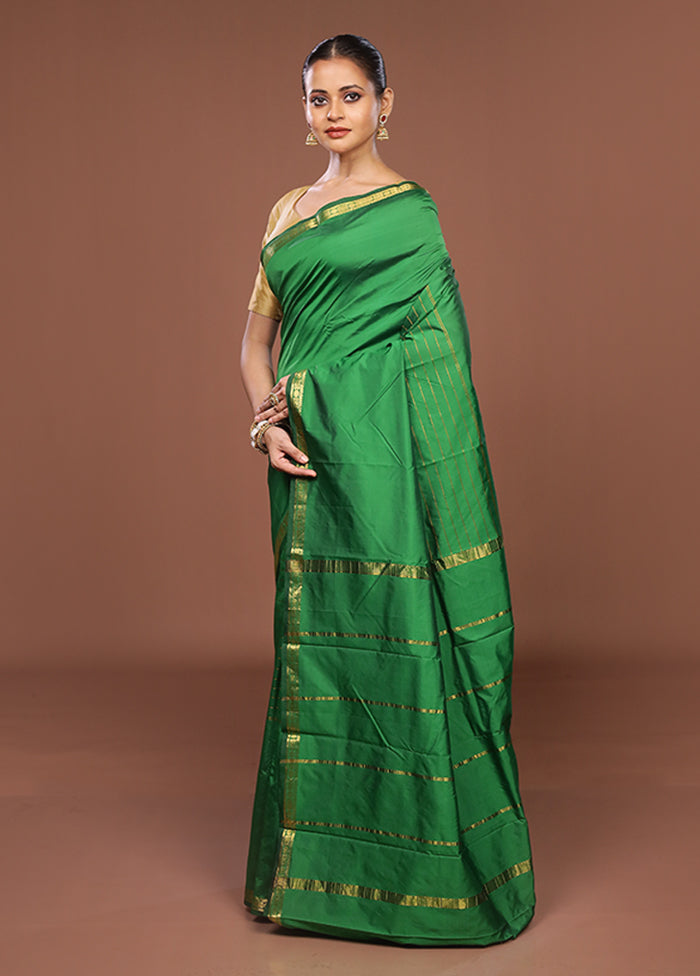 Green Kanjivaram Silk Saree With Blouse Piece