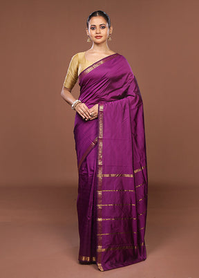 Purple Kanjivaram Silk Saree With Blouse Piece