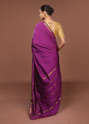 Purple Kanjivaram Silk Saree With Blouse Piece