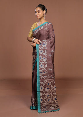 Maroon Tussar Silk Saree With Blouse Piece
