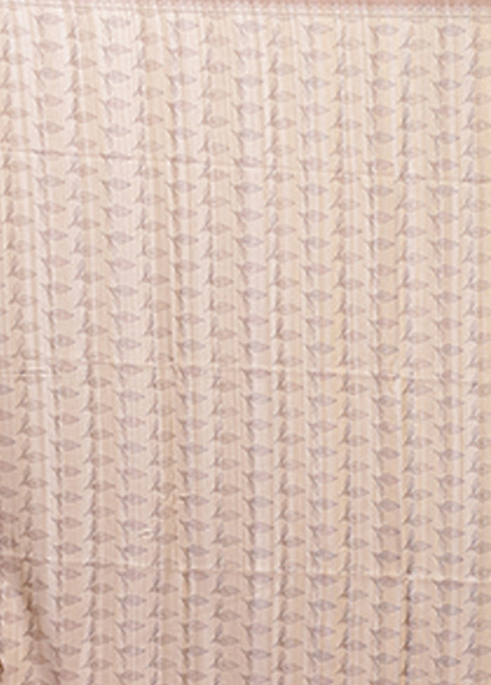 White Tussar Silk Saree With Blouse Piece