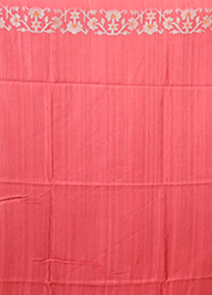 Rust Tussar Silk Saree With Blouse Piece
