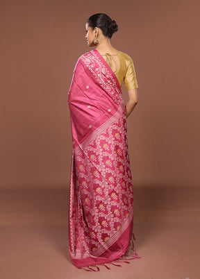 Pink Tussar Silk Saree With Blouse Piece