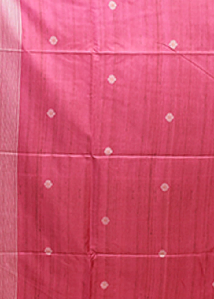 Pink Tussar Silk Saree With Blouse Piece