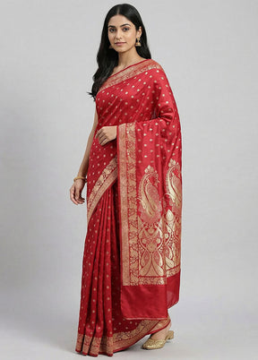 Pink Banarasi Silk Saree With Blouse Piece