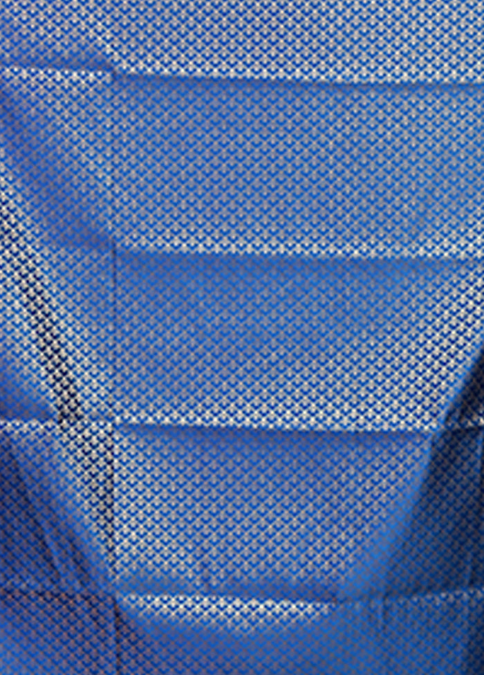 Blue Banarasi Silk Saree With Blouse Piece
