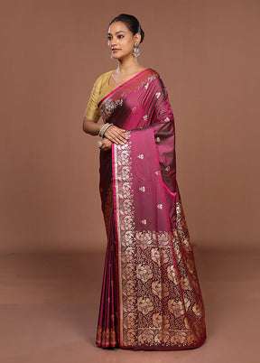Purple Banarasi Silk Saree With Blouse Piece