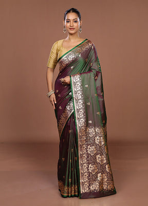 Green Banarasi Silk Saree With Blouse Piece