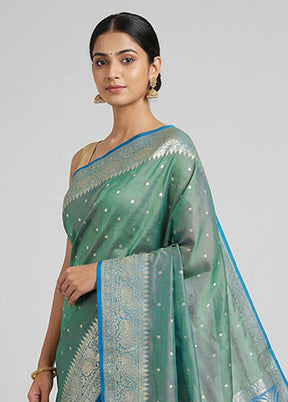 Green Banarasi Silk Saree With Blouse Piece