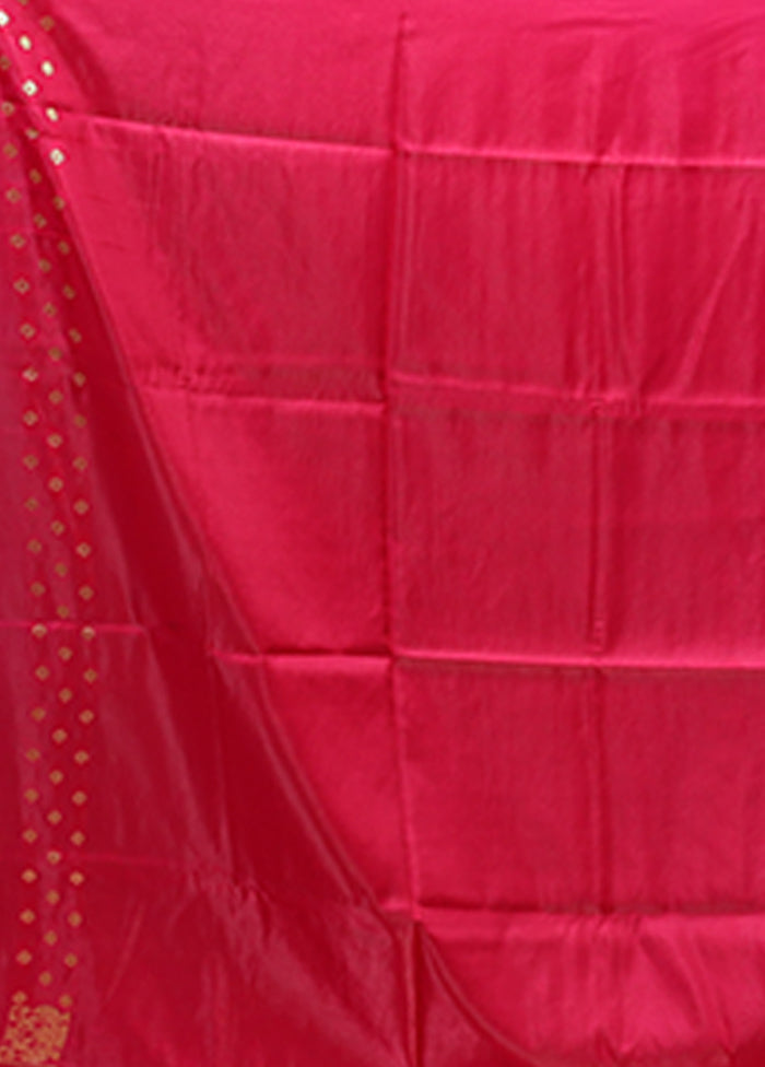 Pink Banarasi Silk Saree With Blouse Piece