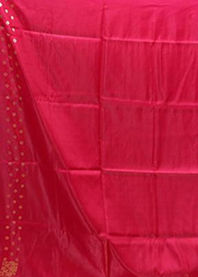 Pink Banarasi Silk Saree With Blouse Piece