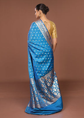 Green Banarasi Silk Saree With Blouse Piece