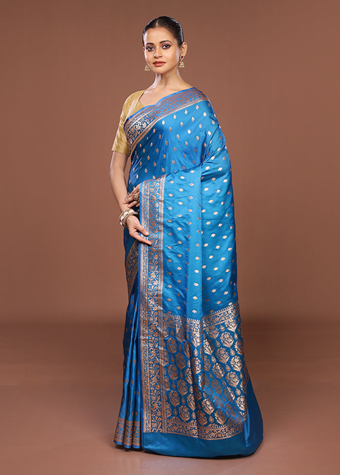 Green Banarasi Silk Saree With Blouse Piece