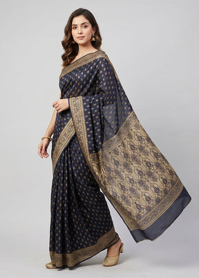Purple Jamewar Silk Saree With Blouse Piece