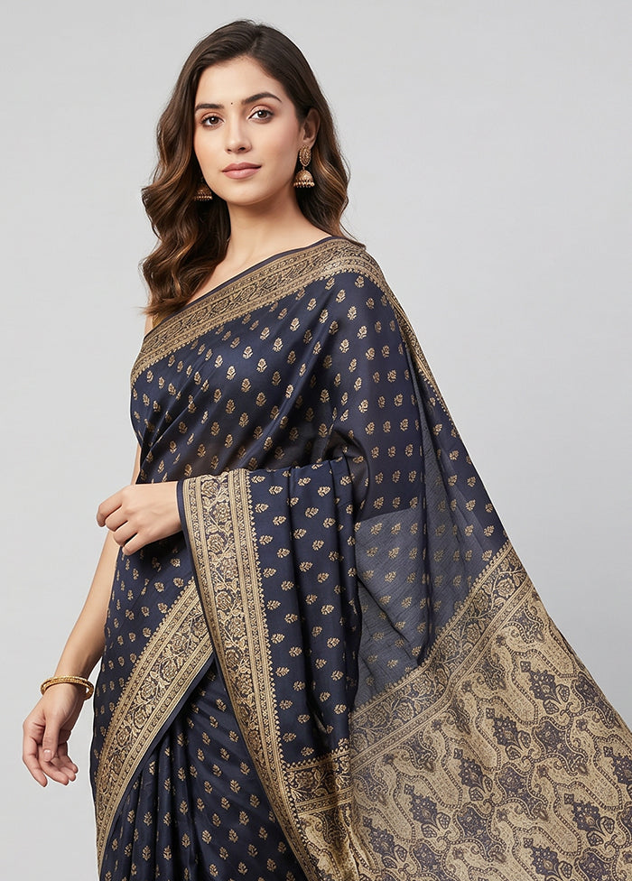 Purple Jamewar Silk Saree With Blouse Piece