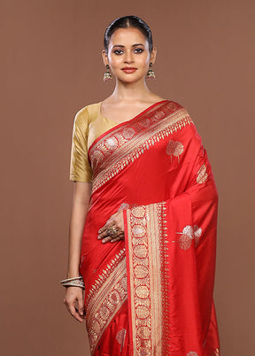 Pink Dupion Silk Saree With Blouse Piece