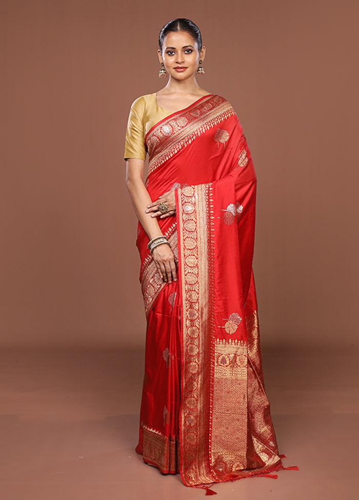 Pink Dupion Silk Saree With Blouse Piece
