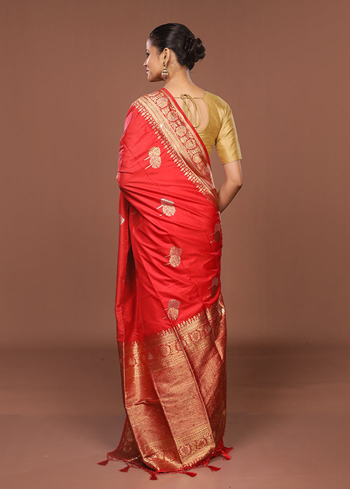 Pink Dupion Silk Saree With Blouse Piece