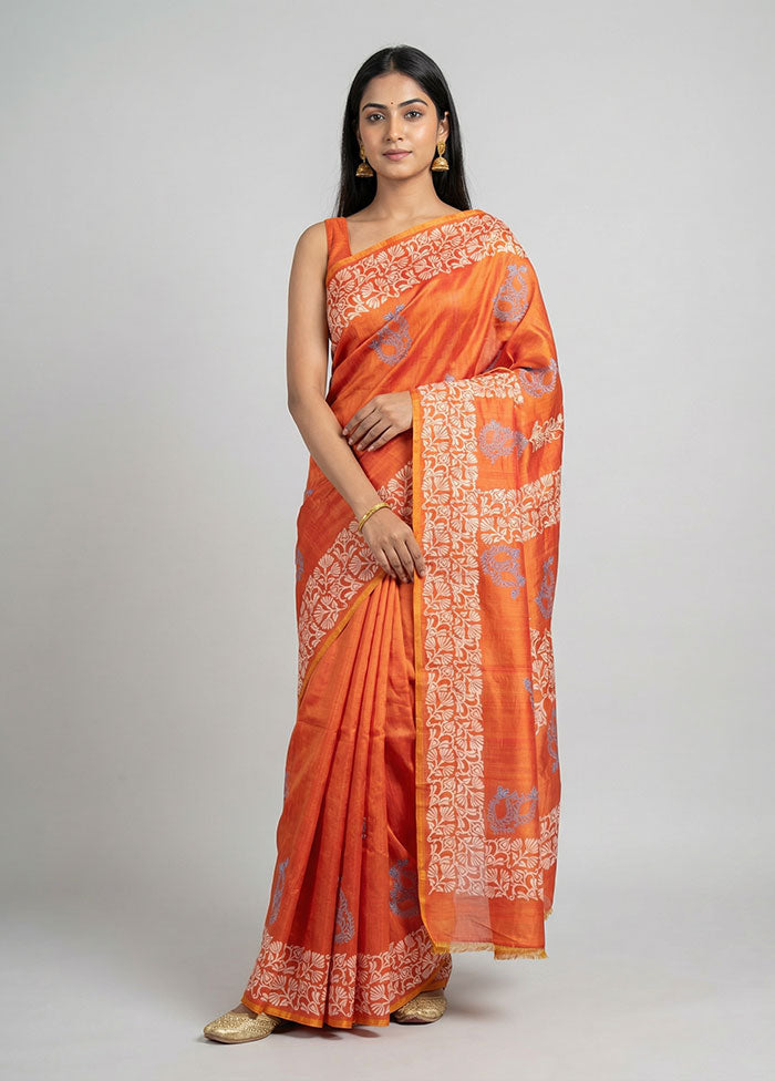 Pink Printed Silk Saree Without Blouse Piece