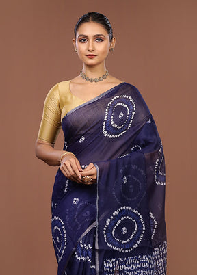 Blue Dupion Silk Saree With Blouse Piece