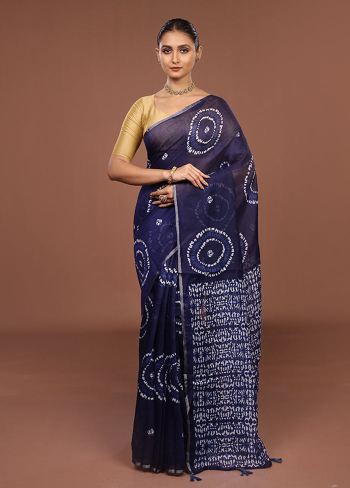 Blue Dupion Silk Saree With Blouse Piece