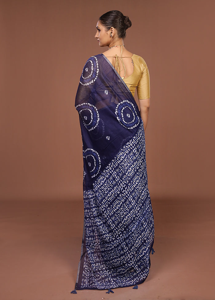 Blue Dupion Silk Saree With Blouse Piece