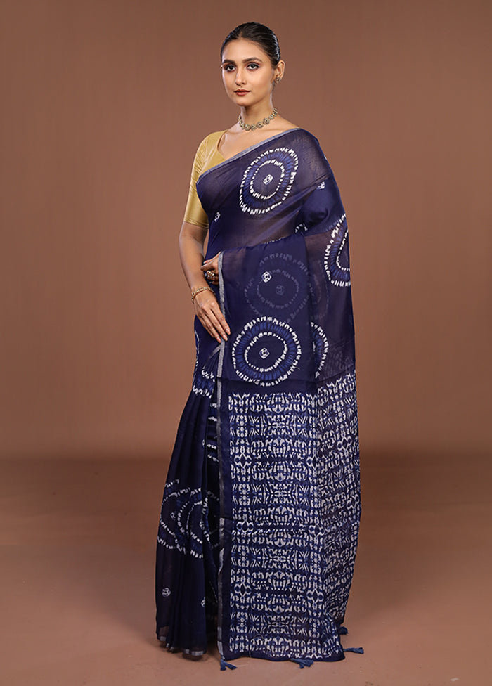 Blue Dupion Silk Saree With Blouse Piece