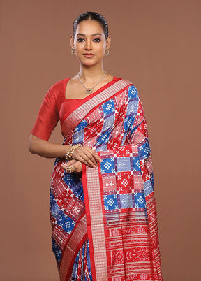 Multicolor Handloom Bomkai Pure Silk Saree With Blouse Piece