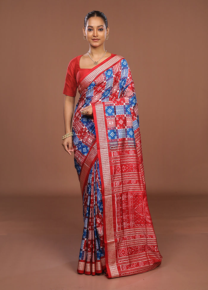Multicolor Handloom Bomkai Pure Silk Saree With Blouse Piece
