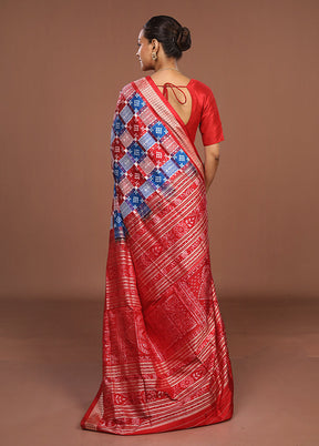 Multicolor Handloom Bomkai Pure Silk Saree With Blouse Piece