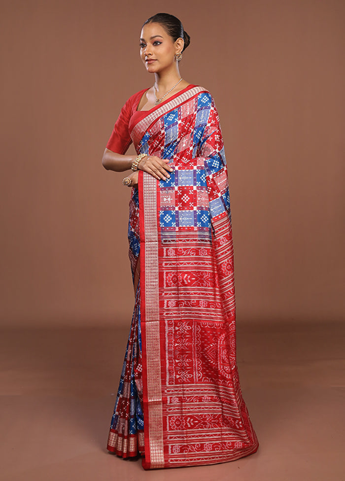 Multicolor Handloom Bomkai Pure Silk Saree With Blouse Piece
