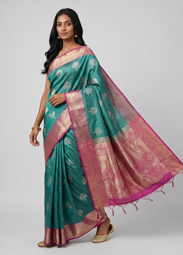 Green Kanjivaram Silk Saree With Blouse Piece