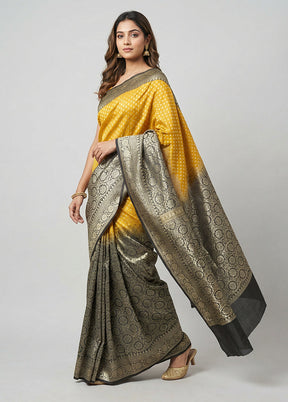Yellow Kora Silk Saree With Blouse Piece
