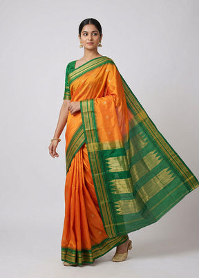 Yellow Kanjivaram Silk Saree With Blouse Piece