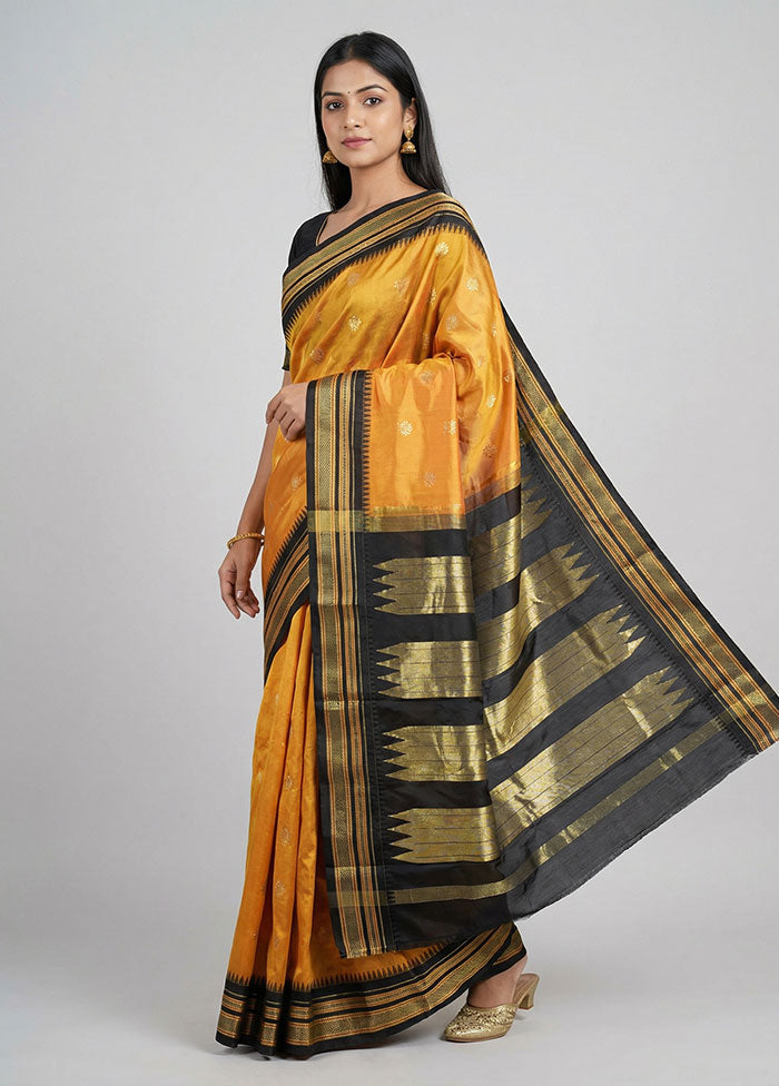 Yellow Kanjivaram Silk Saree With Blouse Piece