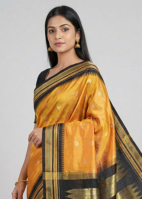 Yellow Kanjivaram Silk Saree With Blouse Piece