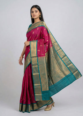 Pink Kanjivaram Silk Saree With Blouse Piece