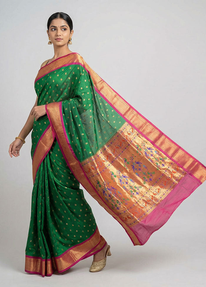 Green Kanjivaram Silk Saree With Blouse Piece