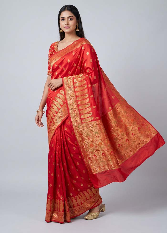Pink Dupion Silk Saree With Blouse Piece