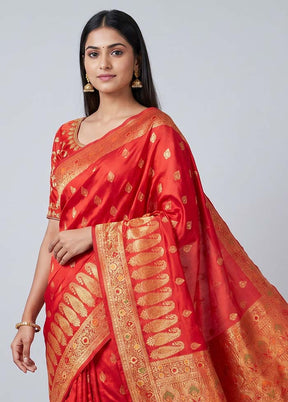 Pink Dupion Silk Saree With Blouse Piece