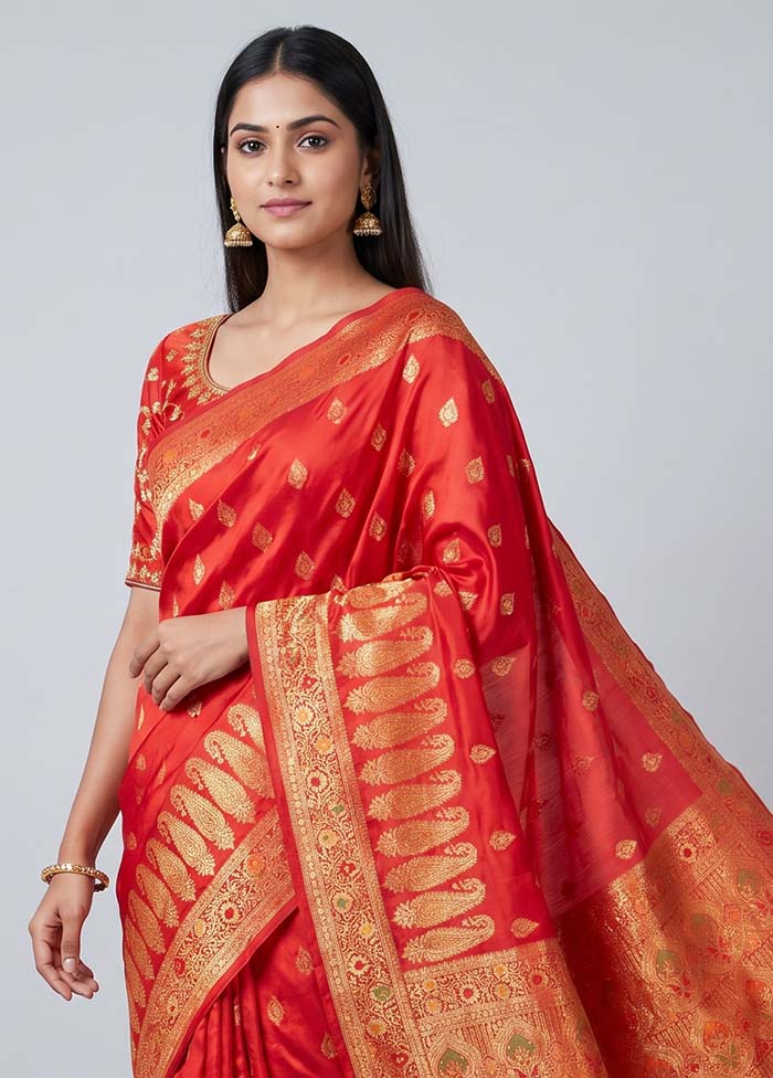 Pink Dupion Silk Saree With Blouse Piece