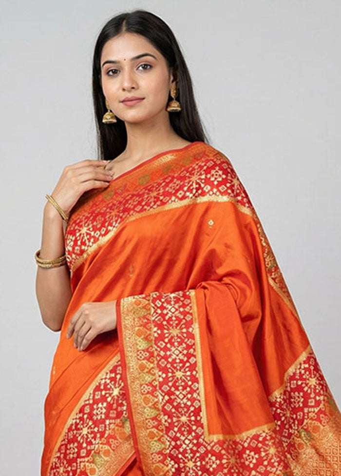Red Dupion Silk Saree With Blouse Piece