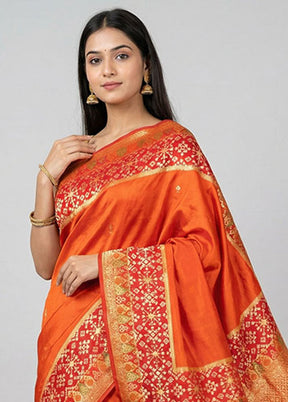 Red Dupion Silk Saree With Blouse Piece