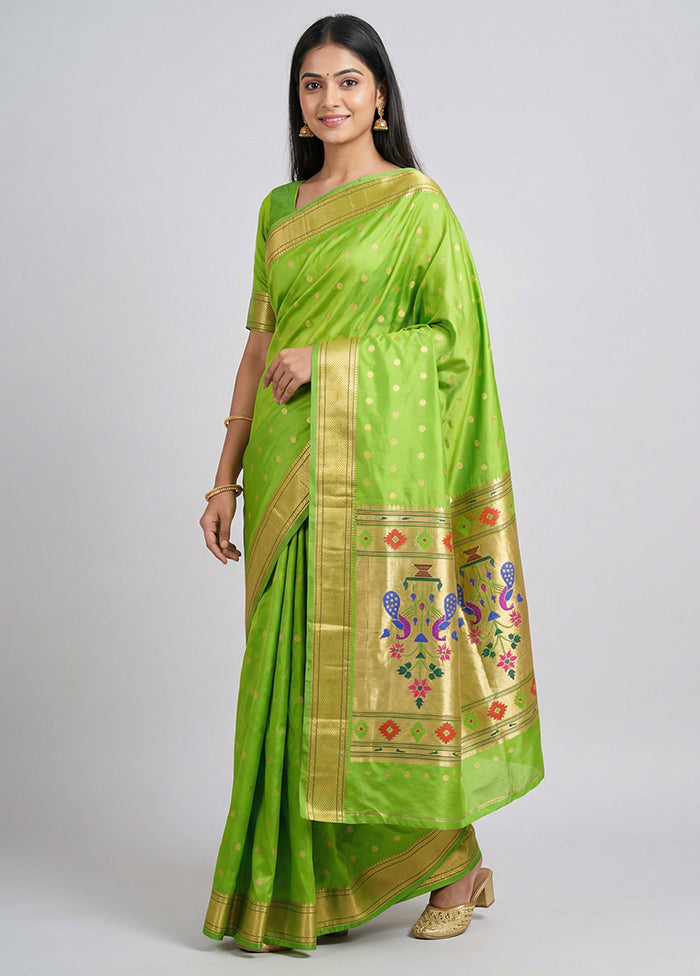 Green Kanjivaram Silk Saree With Blouse Piece