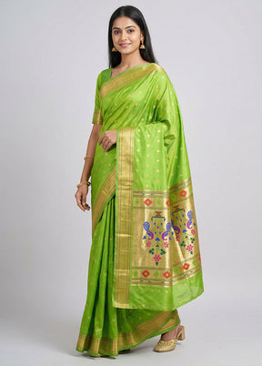 Green Kanjivaram Silk Saree With Blouse Piece