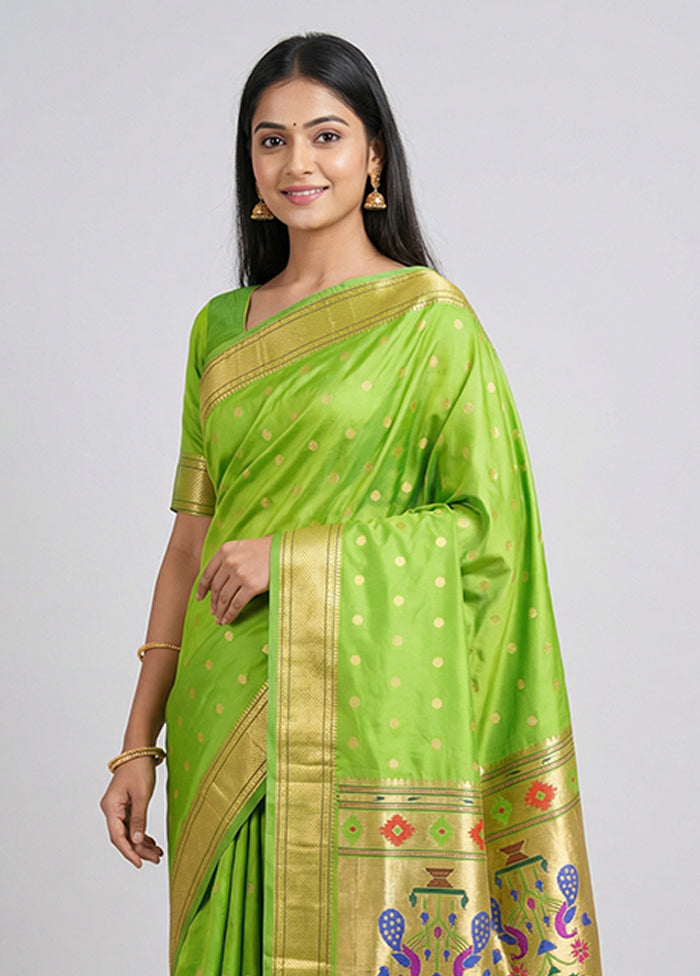 Green Kanjivaram Silk Saree With Blouse Piece