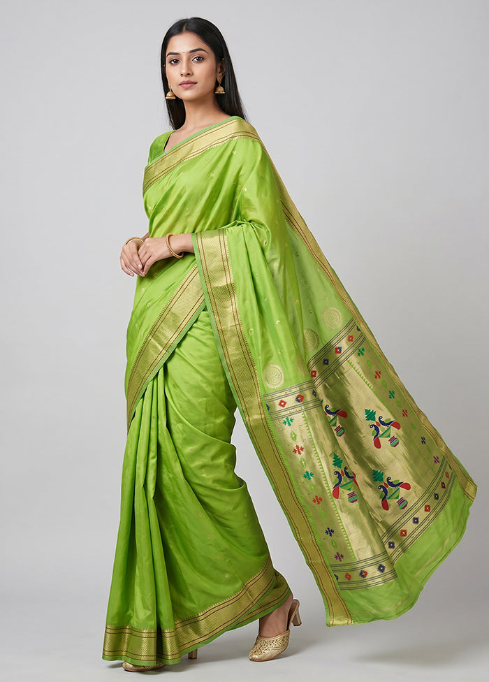 Green Kanjivaram Silk Saree With Blouse Piece